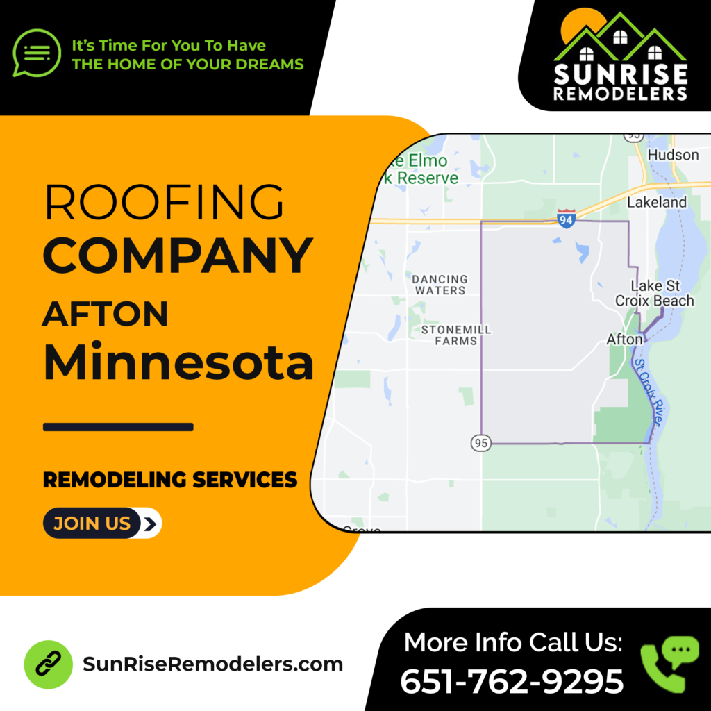 Sunrise Remodelers logo with tagline "Professional Roofing Services in Afton, MN