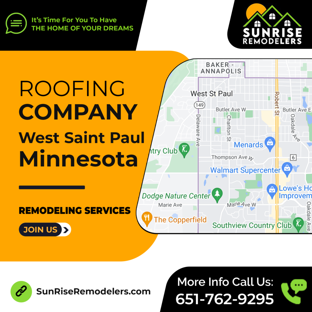 A photo of the Sunrise Remodelers team installing a new roof on a home in West Saint Paul, MN.